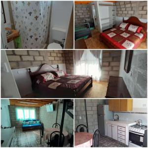 eine Collage mit Bildern eines Schlafzimmers mit einem Bett in der Unterkunft Depto en playa dorada in Playa Dorada