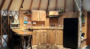 Η κουζίνα ή μικρή κουζίνα στο Gorgeous Yurt in the Adirondacks for a Unique Glamping Getaway near Minerva, New York +13 φωτογραφίες