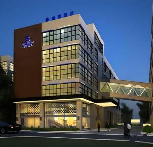 a rendering of a building with people in front of it at Shanghai Manhattan Hotel Minhang in Shanghai