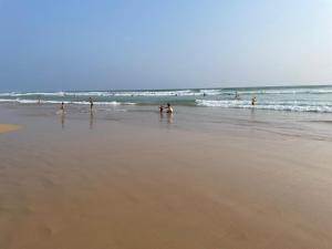 een groep mensen die in het water spelen op een strand bij Haru Ahangama in Ahangama