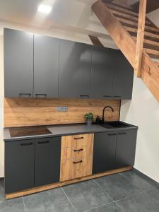 a kitchen with a sink and a counter top at Apartmány Příkosice in Příkosice