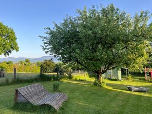 Κήπος έξω από το Idyllische Wohnung mit Bergblick nah am Simssee