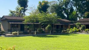 a house with a lawn in front of it at Sauraha Tharu Village in Sauraha +16 photos