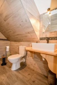 a bathroom with a toilet and a sink at Tatrzańska Kotwica in Witów +139 photos