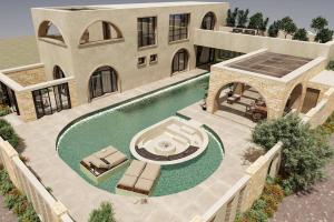 une vue aérienne d'une maison avec piscine dans l'établissement Villa Lavender by Villa Plus, à Kolimbia 24 autres photos