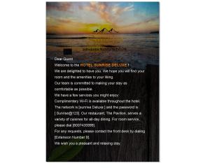 浦那Sunrise Comfort Rooms - International Tech Park Kharadi Highway的一张山地度假村的宣传单，上面有日落的景色。