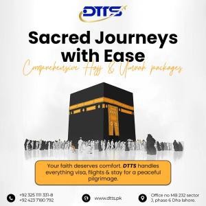 a poster for the sacred journeys with ease synagogue lifts and worship packages at dtts in Lahore