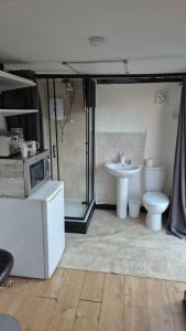 Ένα μπάνιο στο Bright Tiny Studio with Shower & Kitchenette