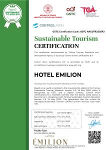 Certifikát, hodnocení, plakát nebo jiný dokument vystavený v ubytování Emilion Hotel