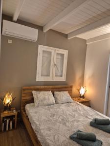 ein Schlafzimmer mit einem Bett und einem Fenster in der Unterkunft Villa malaurelia in Saint-François