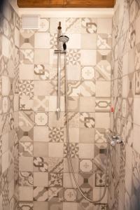 特雷斯努拉吉斯Anima Sarda Bed & Wine的带瓷砖墙的浴室淋浴