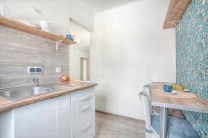 a kitchen with a sink and a counter top at Pod Wodospadem in Szczyrk