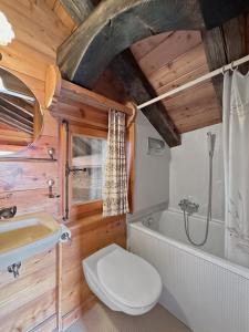 een badkamer met toilet, wastafel en bad bij PO Petite Ourses Suite - Anzere Slopeside - Swiss Alp in Anzère