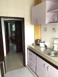a kitchen with a sink and a counter top at Résidences MV in Kofa
