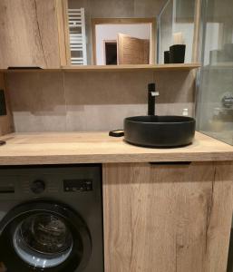 a kitchen with a washing machine and a sink at Le 1954 La Rosière in La Rosière +71 photos