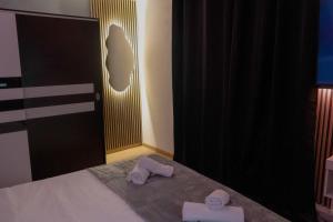 Ένα ή περισσότερα κρεβάτια σε δωμάτιο στο T&T Apartment Sibiu Center