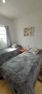 a bedroom with two beds and a window at Departamento Interno 1 in Santo Tomé