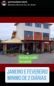 une capture d'écran d'un message texte concernant une villa dans l'établissement QUINTAS DA BARRA BNB a 30m da praia, à Balneario Barra do Sul