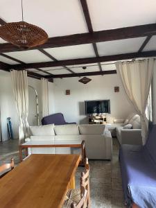 Et tv og/eller underholdning på Bel Appartement Spacieux et lumineux climatisé de 120m2 dans villa avec piscine