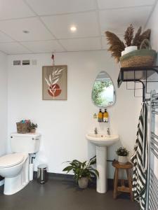 ein Badezimmer mit Toilette und Waschbecken in der Unterkunft Meadow View Country Park in Horton