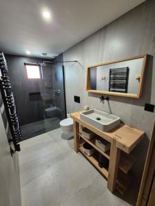 Un baño con lavabo e inodoro en Chalet Louline - Châtel, en Châtel