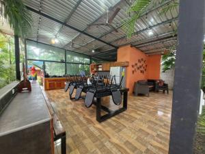 a room with a table with wine glasses on it at Harmony Retreat in Fortuna