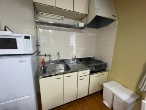 una piccola cucina con lavello e microonde di サイプレス平岸 a Sapporo Altre 139 foto