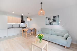 Kuchyň nebo kuchyňský kout v ubytování Apartament pistacjowy z parkingiem