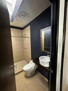 ein Badezimmer mit Toilette und Waschbecken in der Unterkunft Casa Farah in Sofía + 17 Fotos