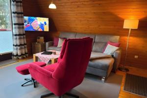 TV a/nebo společenská místnost v ubytování Ferienhaus Zum Vennbiber