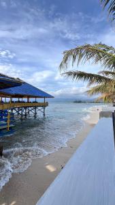 a view of a beach with a pier and the ocean at Dibi Krui Surf in Krui