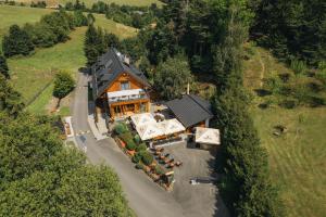 an aerial view of a house in a field at Chata Lada Repechy in Bousín
