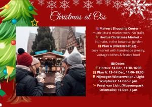 un prospectus pour un événement de Noël avec des personnes assises à une table dans l'établissement Suite With Wellness Nextdoor And Kitchen Access, à Oss