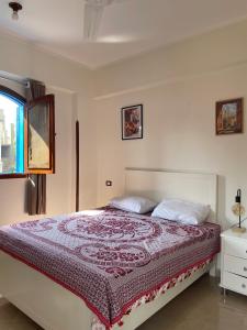 1 dormitorio con 1 cama con colcha roja y blanca en Gîte Hôtel Ramla Louxor 2, en Luxor 46 fotos más