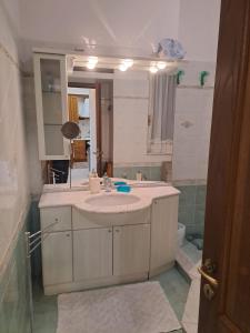 皮昂比诺Appartamento STELLA MARINA的浴室里有洗手池和镜子