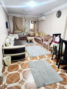a living room with a couch and rugs at BLUE Sky in Alexandria