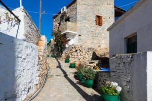 eine Gasse mit Topfpflanzen und einem Gebäude in der Unterkunft Ferienhaus für 3 Personen ca 75 m in Elounda, Kreta Ost-Kreta in Elounda + 24 Fotos