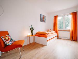 Ένα ή περισσότερα κρεβάτια σε δωμάτιο στο Apartment BergOase in Seenähe