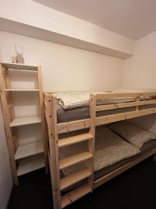 une chambre avec deux lits superposés dans une pièce dans l'établissement Apartment Alpenglanz, à Bad Mitterndorf