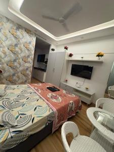 Televiisor ja/või meelelahutuskeskus majutusasutuses Gold stay