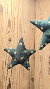 zwei sternförmige Ornamente hängen an einer Holzwand in der Unterkunft Dolomiten Lounge - moderno con parcheggio privato in Pergine Valsugana