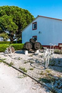 eine Gruppe von Fahrrädern, die vor einem Gebäude geparkt sind in der Unterkunft Casa das Pipas Palmela #5 in Pinhal Novo