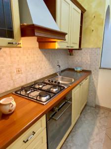 une cuisine avec une cuisinière et un évier dans l'établissement Il Granaio del Barone, à Casal Velino 20 autres photos