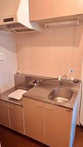 eine Küche mit Spüle und Arbeitsplatte in der Unterkunft About 10 minutes to Fukuoka University Station 20 minutes to Tenjin hakata by subway in Fukuoka