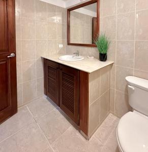 a bathroom with a sink and a toilet at Beautiful second floor apartment with loft 5D in El Francés