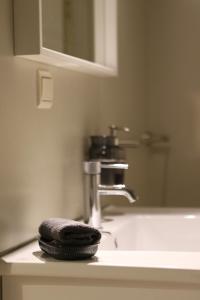 - un lavabo dans la salle de bains avec une serviette sur le comptoir dans l'établissement Casa Verde, à Maasmechelen 15 autres photos