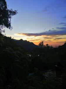 Una vista del atardecer desde una colina con árboles. en Super View Home Stay, en Ella 121 fotos más
