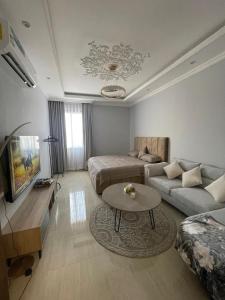 Istumisnurk majutusasutuses شقة صالة وغرفة نوم هادئه ومريحة دخول ذكي