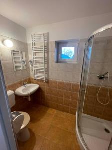 Koupelna v ubytování 4 Hordó - Panzió és Étterem + 22 fotografií