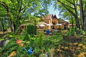 a garden in front of a house at Auberge de Castel-Merle in Sergeac